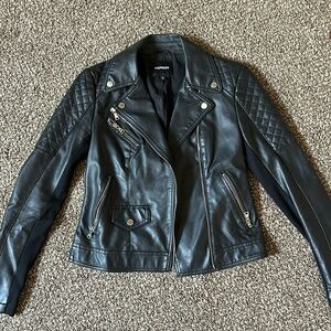 Faux Leather Motto Jacket